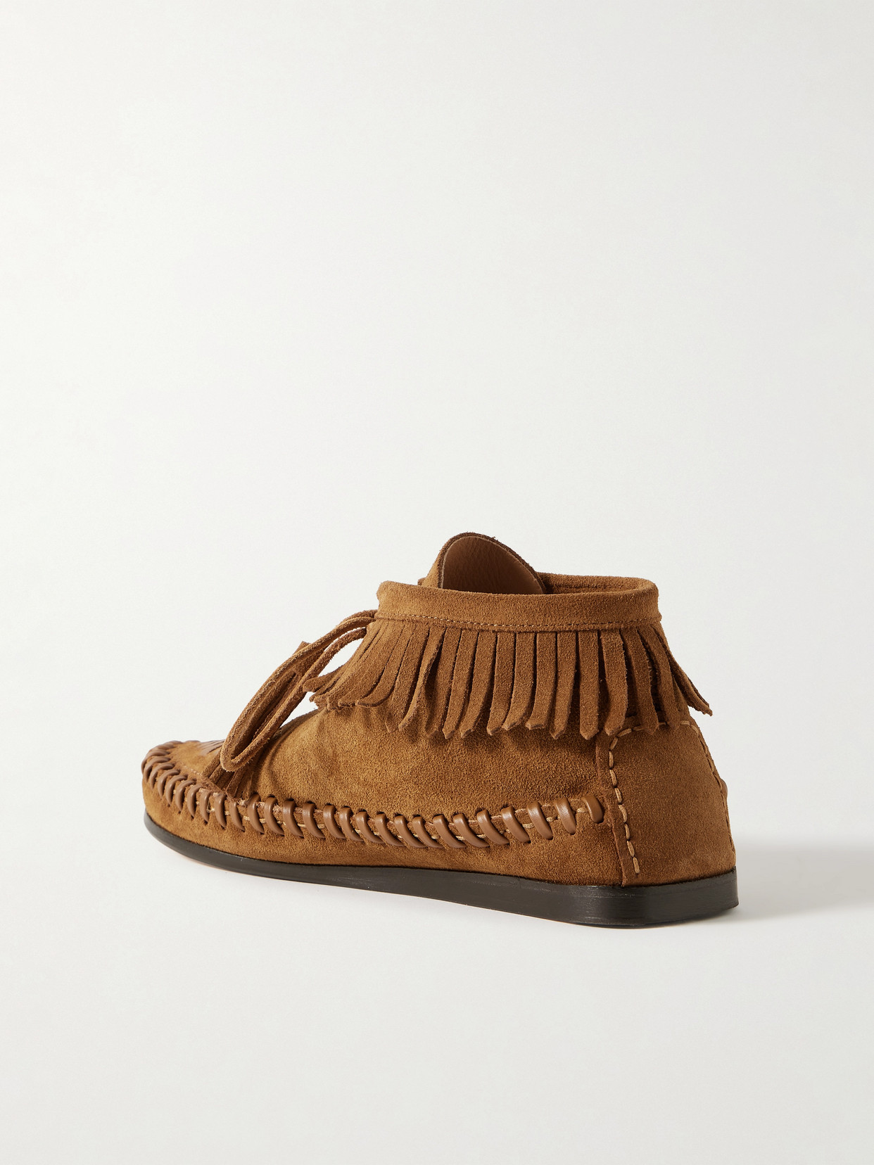 Isabel Marant Felsa Fringed Tasseled Leather-trimmed Suede Ankle Boots In Brown