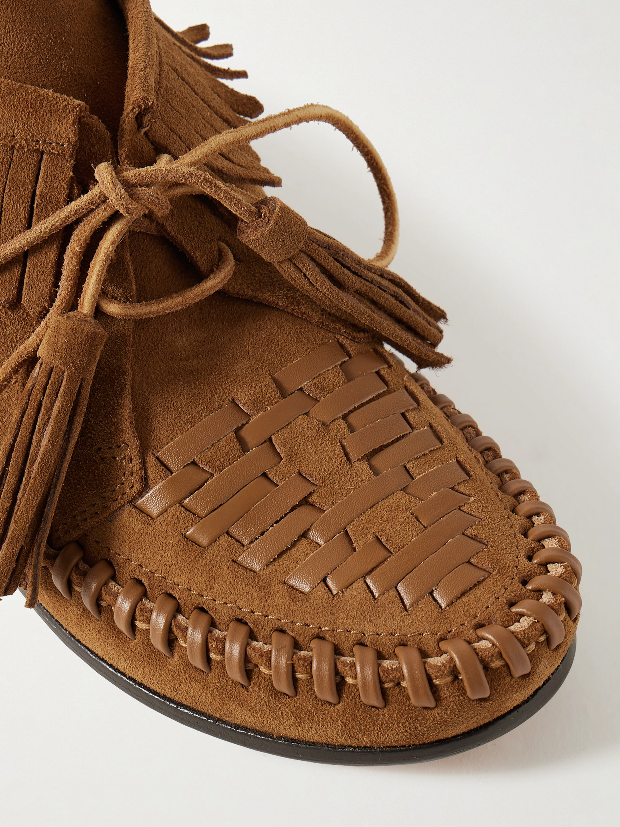 Isabel Marant Felsa Fringed Tasseled Leather-trimmed Suede Ankle Boots In Brown