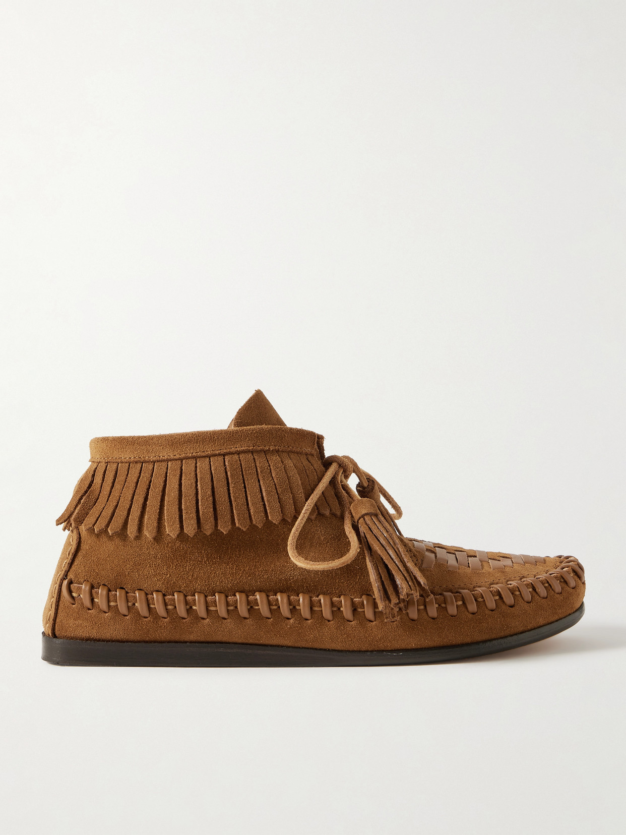 Isabel Marant Felsa Fringed Tasseled Leather-trimmed Suede Ankle Boots In Brown