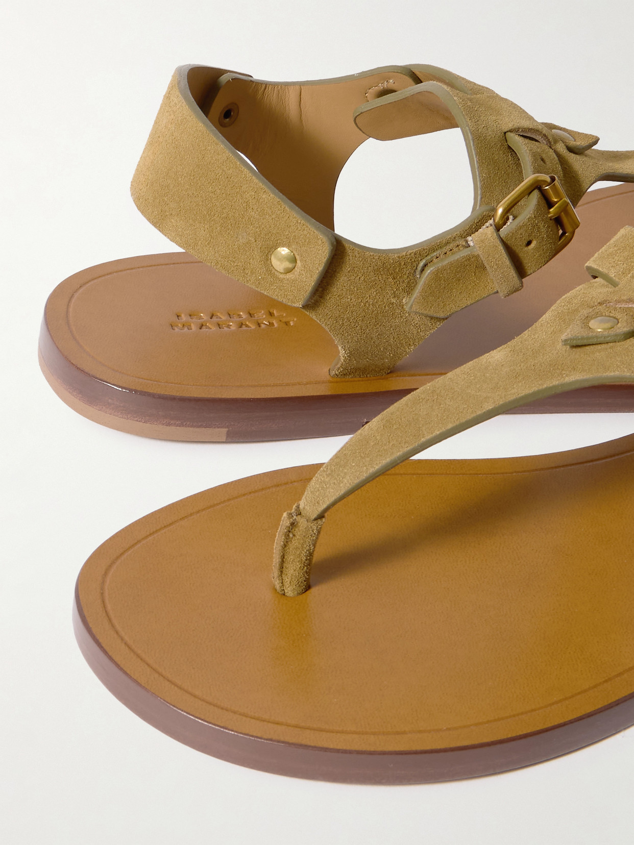 Isabel Marant Akel Leather T-strap Sandals In Green