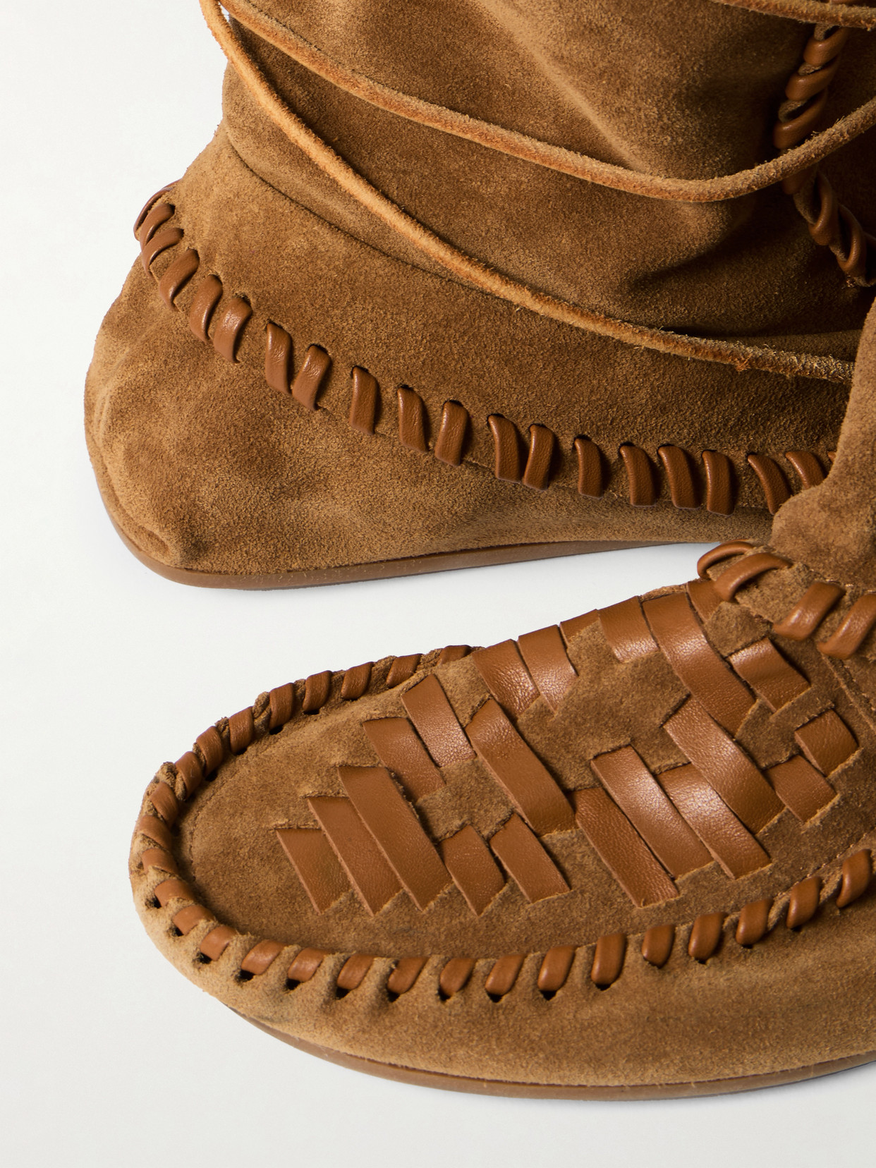 Isabel Marant Winki Tasseled Whipstitched Suede Boots In Brown