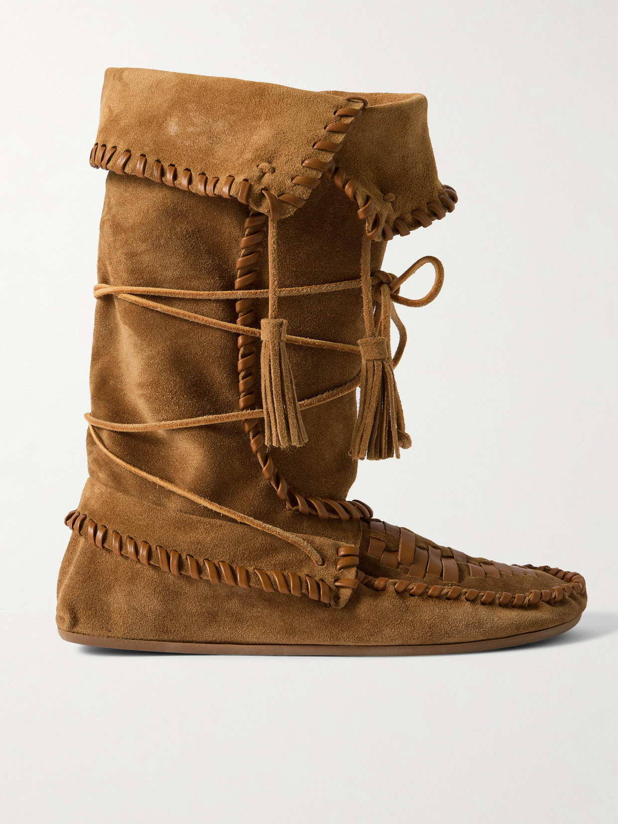 Isabel Marant Winki Tasseled Whipstitched Suede Boots In Brown