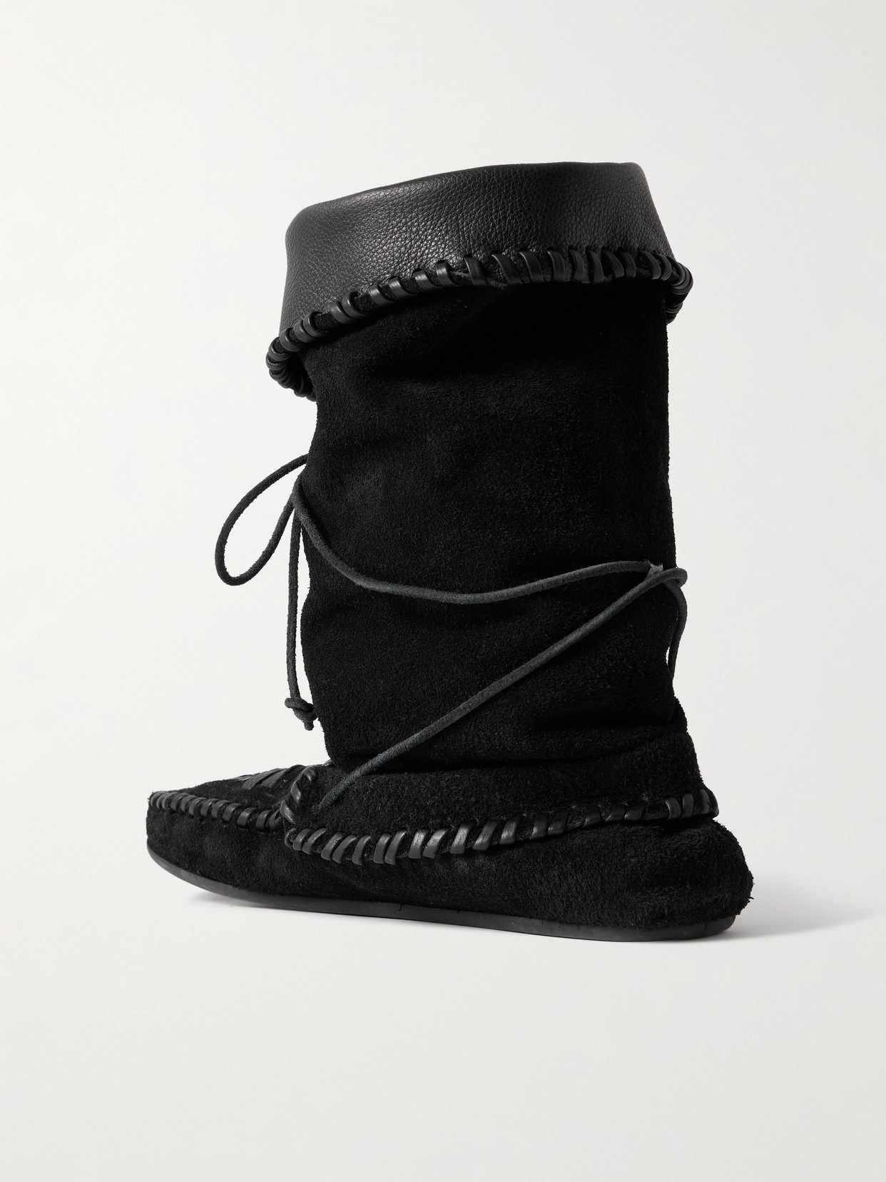 Isabel Marant Winki Tasseled Whipstitched Suede Boots In Black
