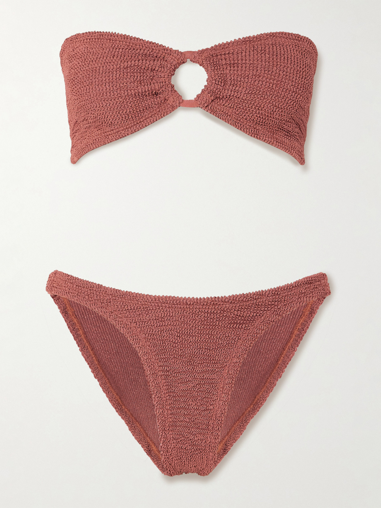 Hunza G Gloria Metallic Seersucker Bikini In Red