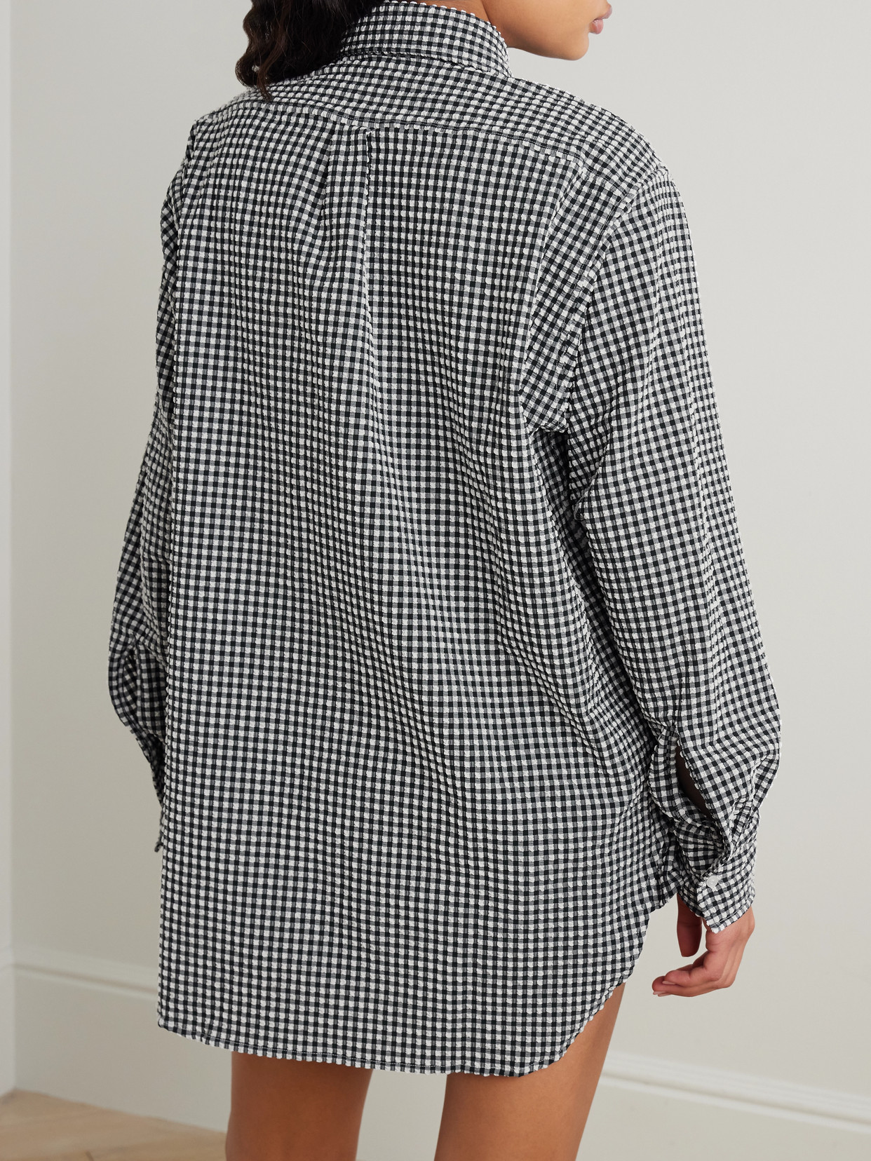 Hunza G Vichy Printed Oversized Shirt In Gray