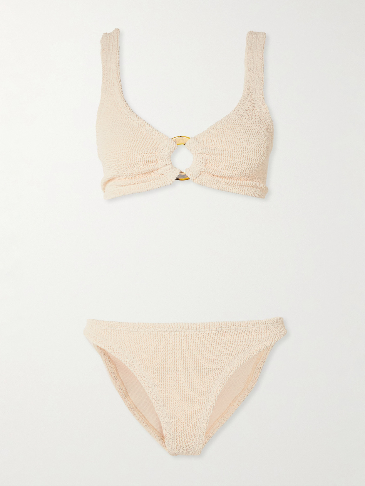 Hunza G Julia Embellished Seersucker Bikini In Pink