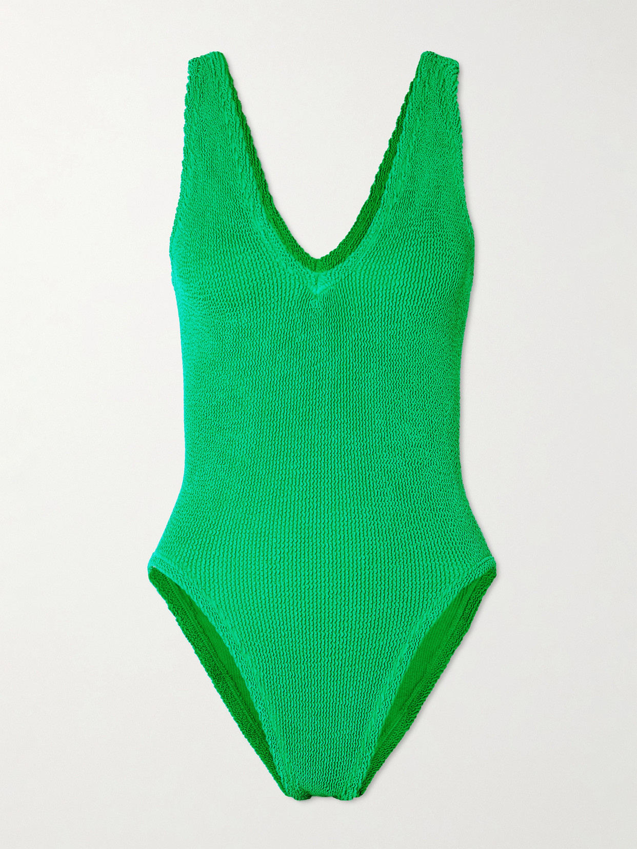 Hunza G Sadie Seersucker Swimsuit In Green