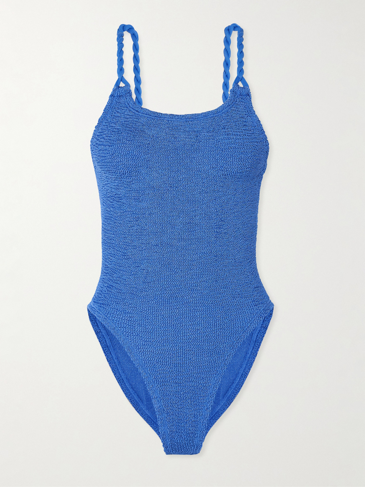 Hunza G Camille Metallic Seersucker Swimsuit In Blue