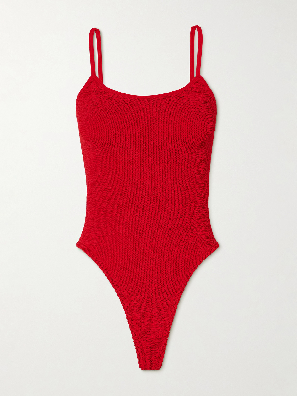 Hunza G Petra Seersucker Swimsuit In Red