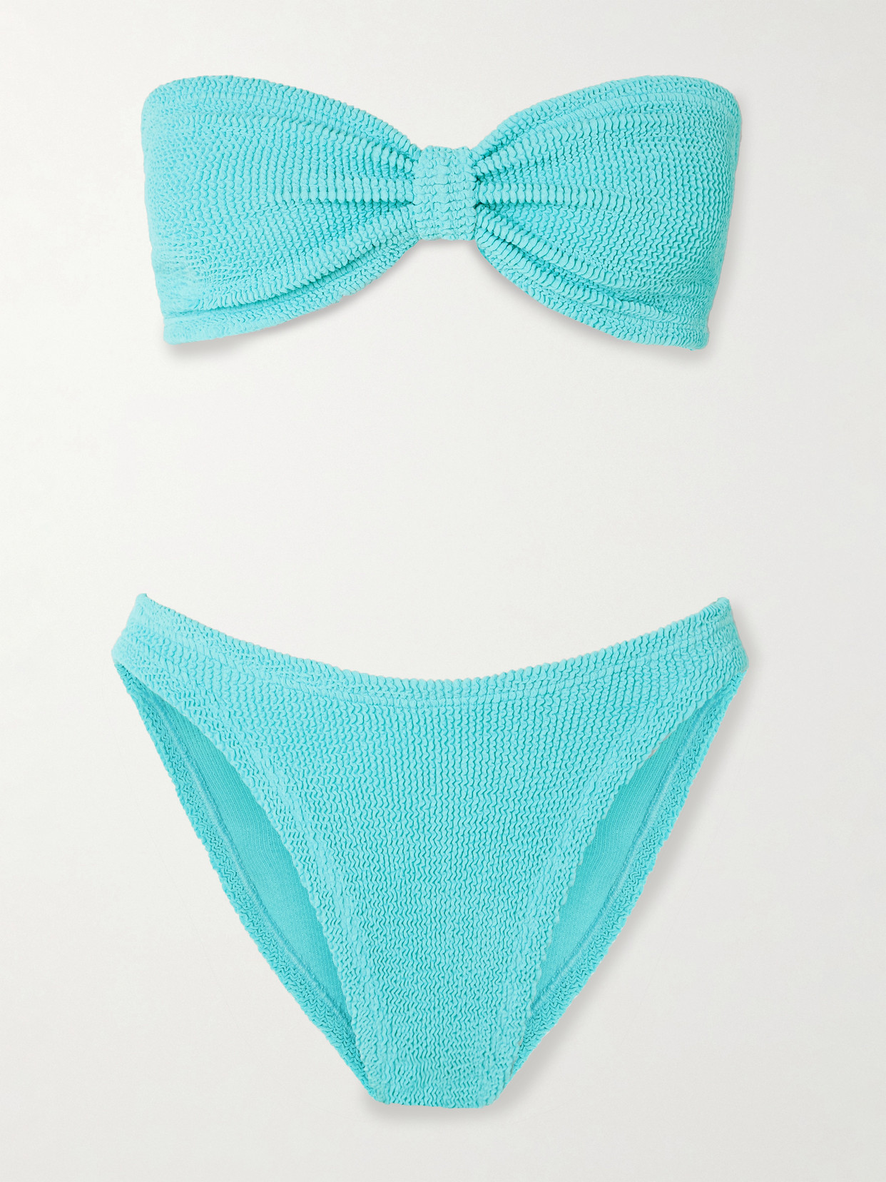 Hunza G Jean Seersucker Bandeau Bikini In Blue