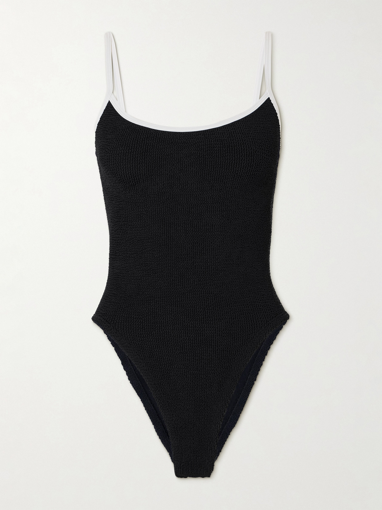 Hunza G Pamela Seersucker Swimsuit In Black