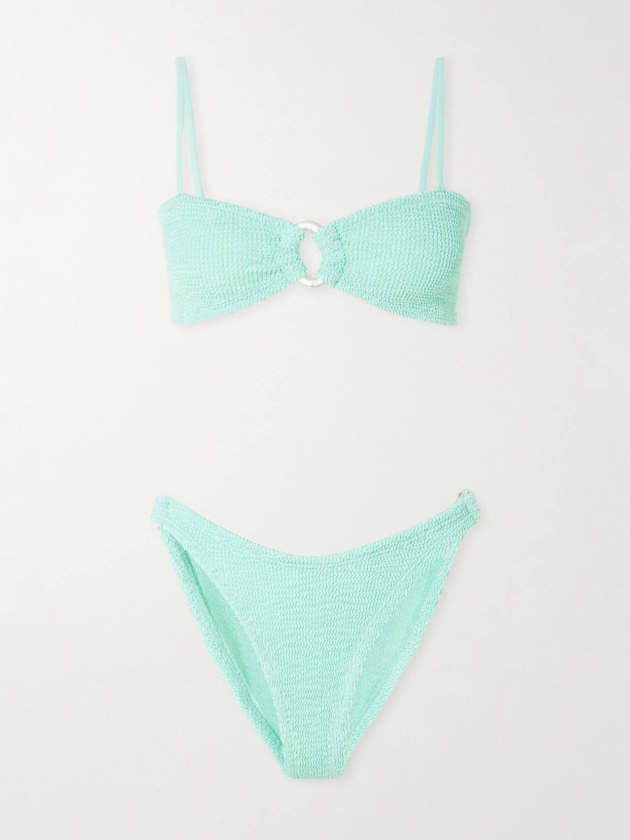Hunza G Misty Faux Pearl-embellished Seersucker Bikini