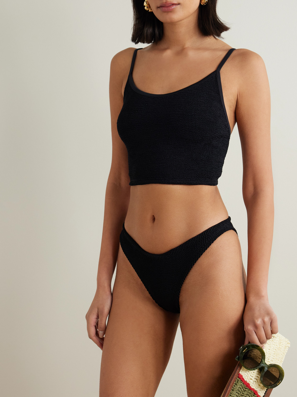 Hunza G Strap Seersucker Bikini In Black