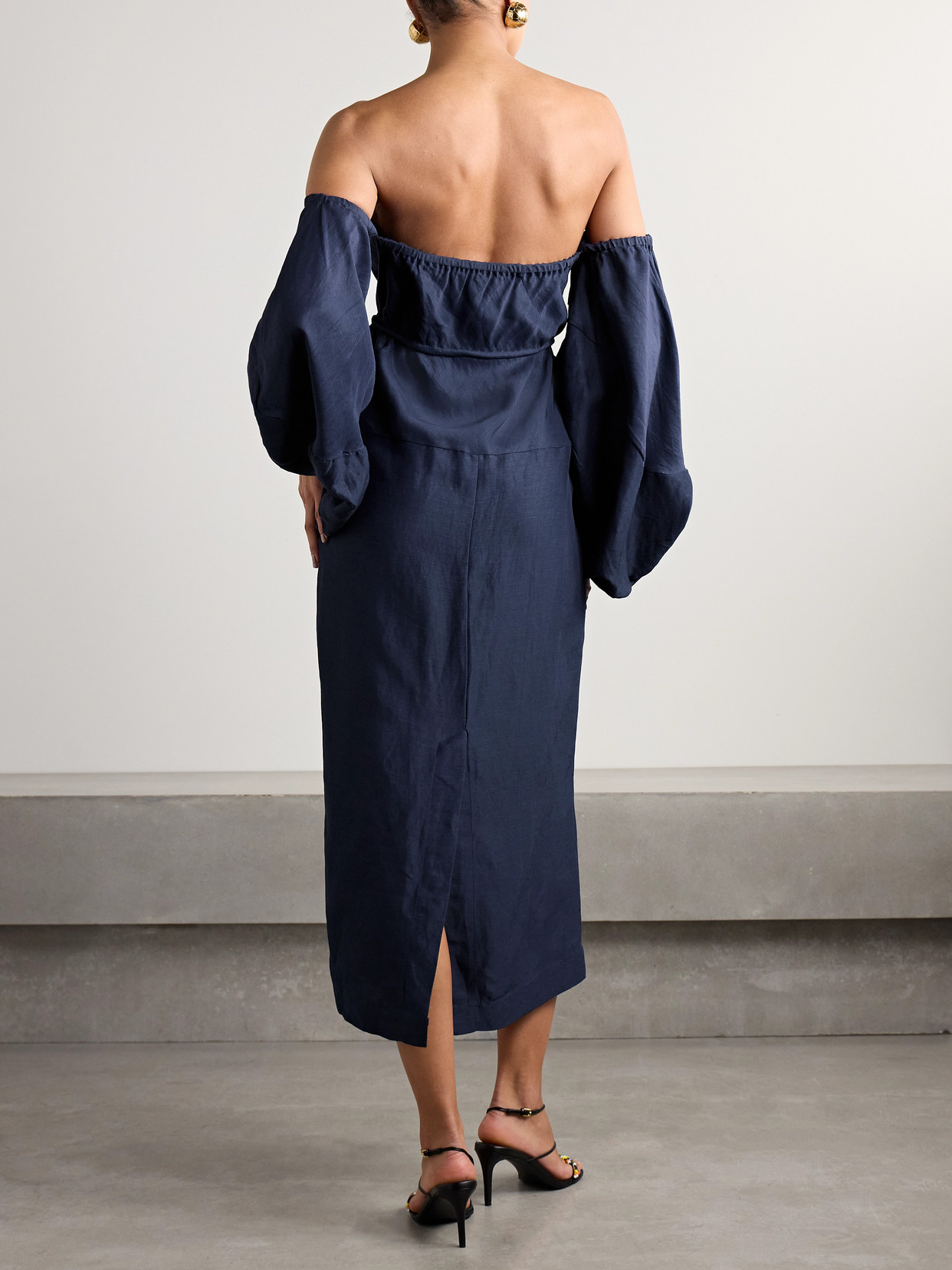 Rosie Assoulin Off-the-shoulder Taffeta Midi Dress In Blue
