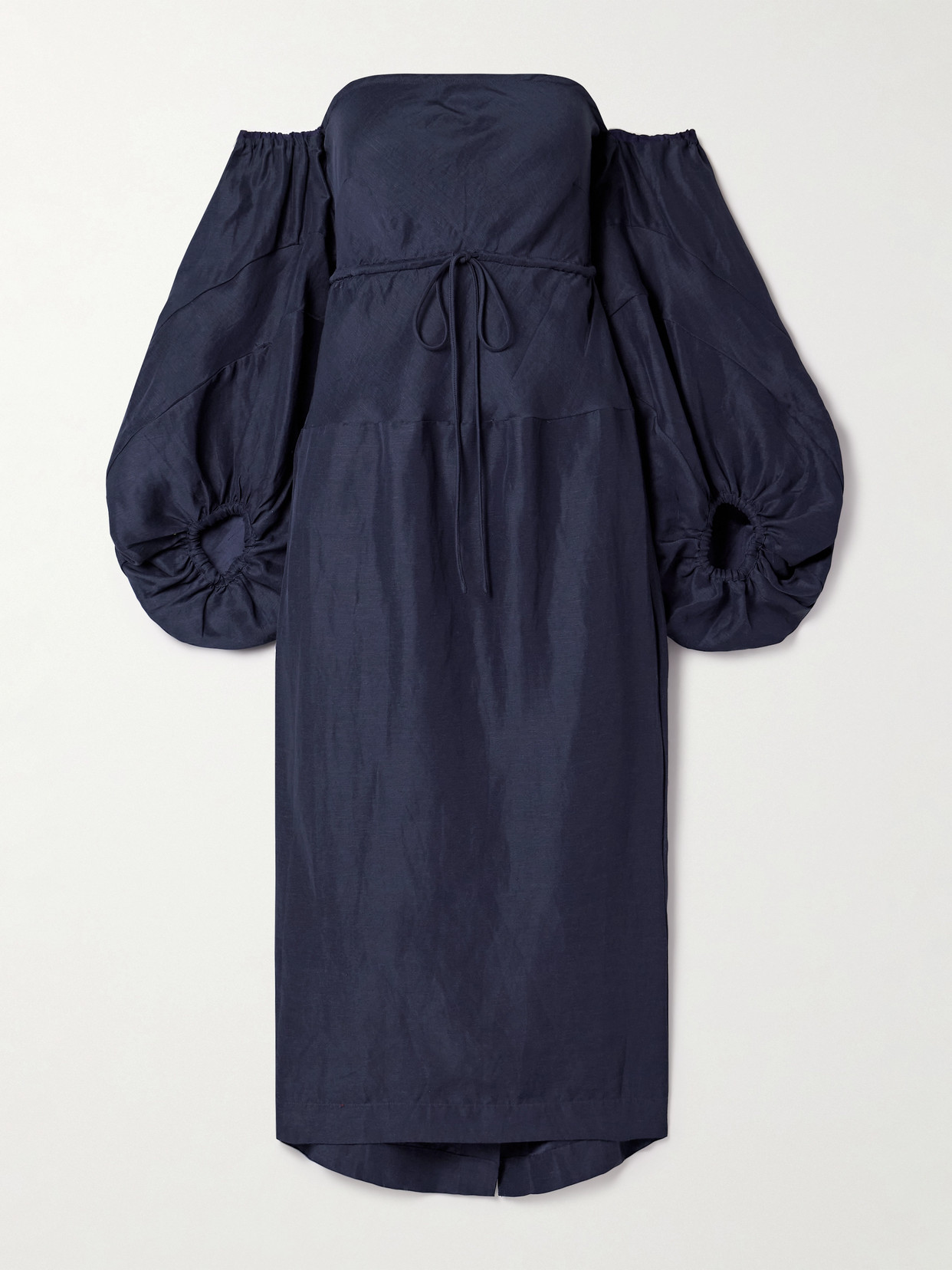 Rosie Assoulin Off-the-shoulder Taffeta Midi Dress In Blue