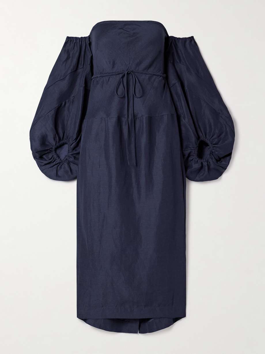off-the-shoulder taffeta midi dress