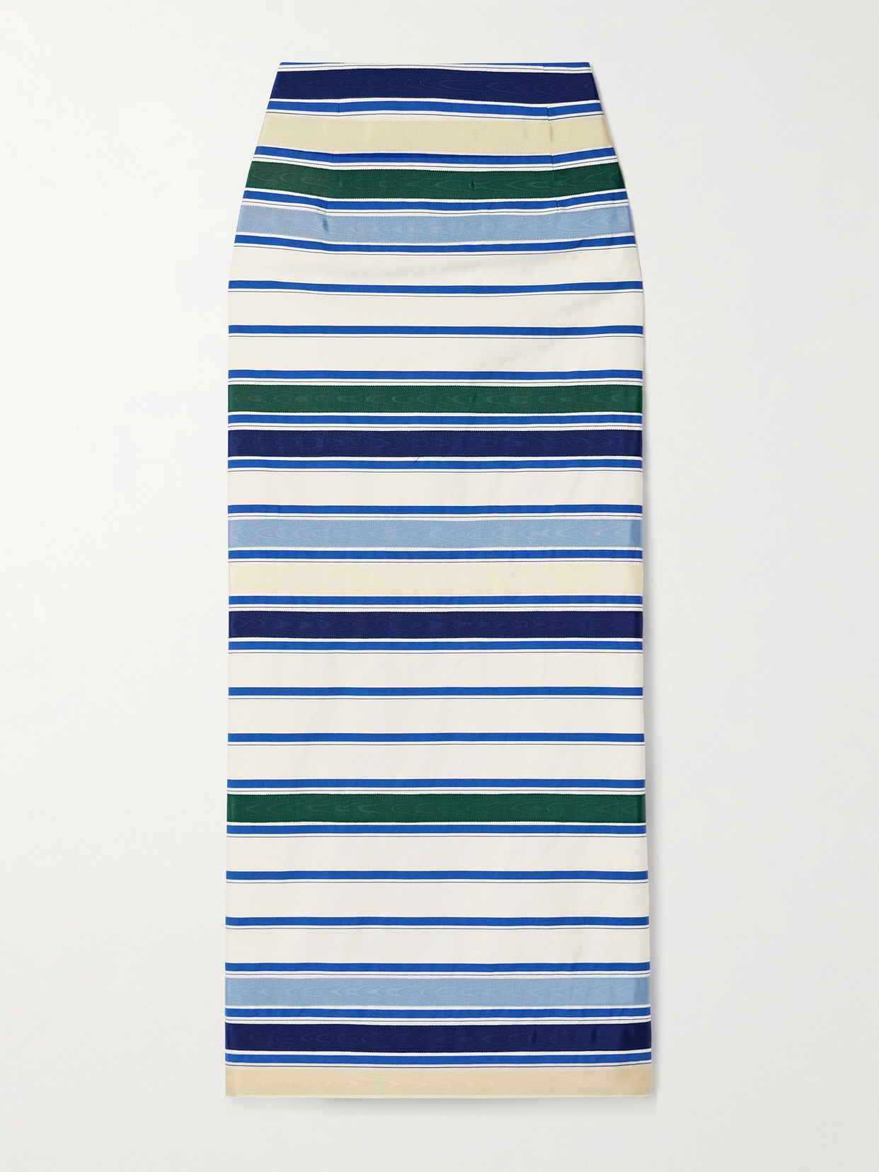 Rosie Assoulin Ribbon Grosgrain-trimmed Striped Herringbone Cotton-blend Midi Skirt