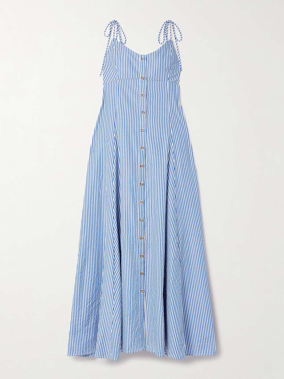 high garden pleated striped poplin maxi dress