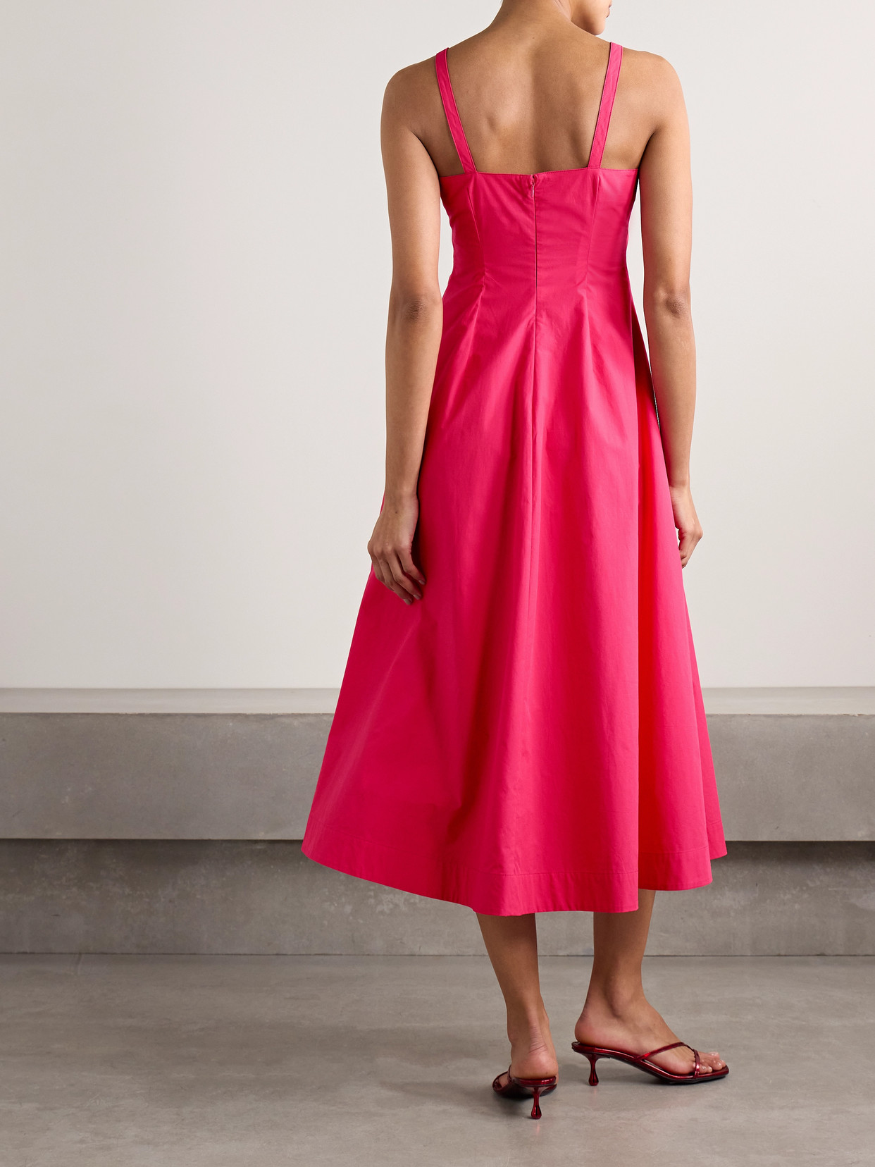 Rosie Assoulin Pocktail Cotton-poplin Midi Dress In Pink