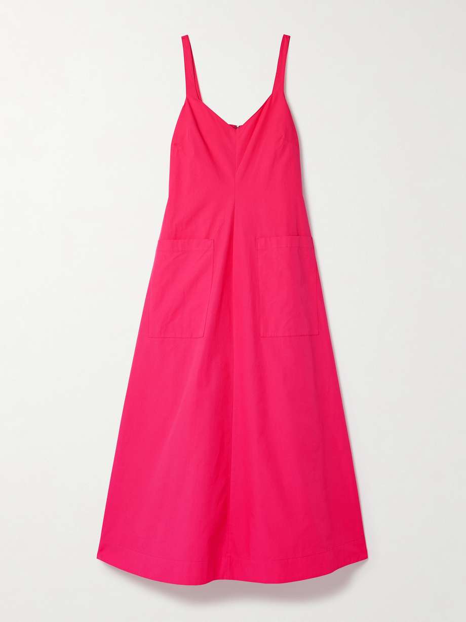 pocktail cotton-poplin midi dress