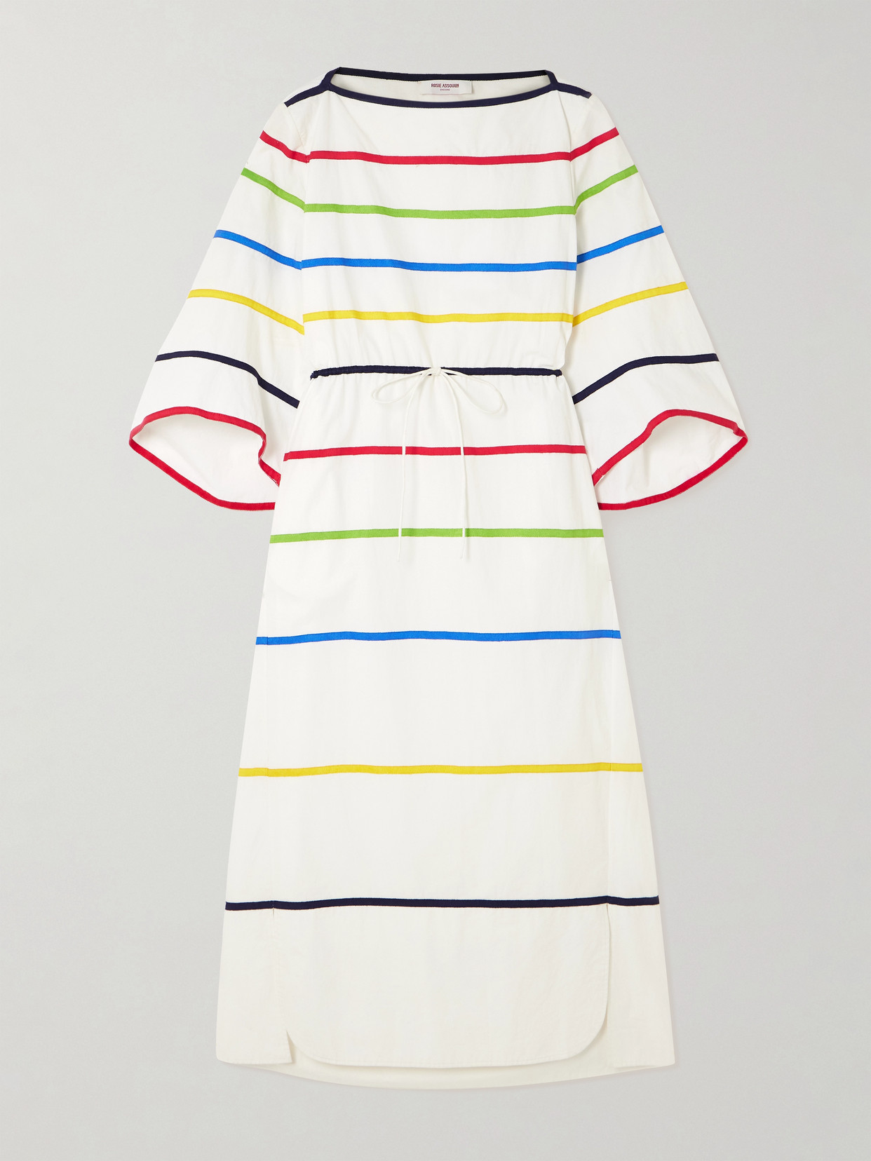 Rosie Assoulin Ribbon Grosgrain-trimmed Cotton-poplin Midi Dress In White