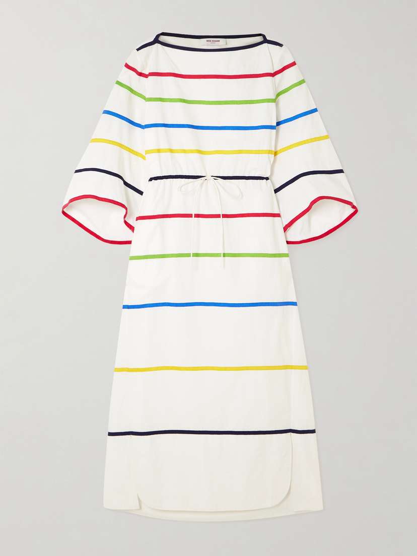 Rosie Assoulin Ribbon Grosgrain-trimmed Cotton-poplin Midi Dress