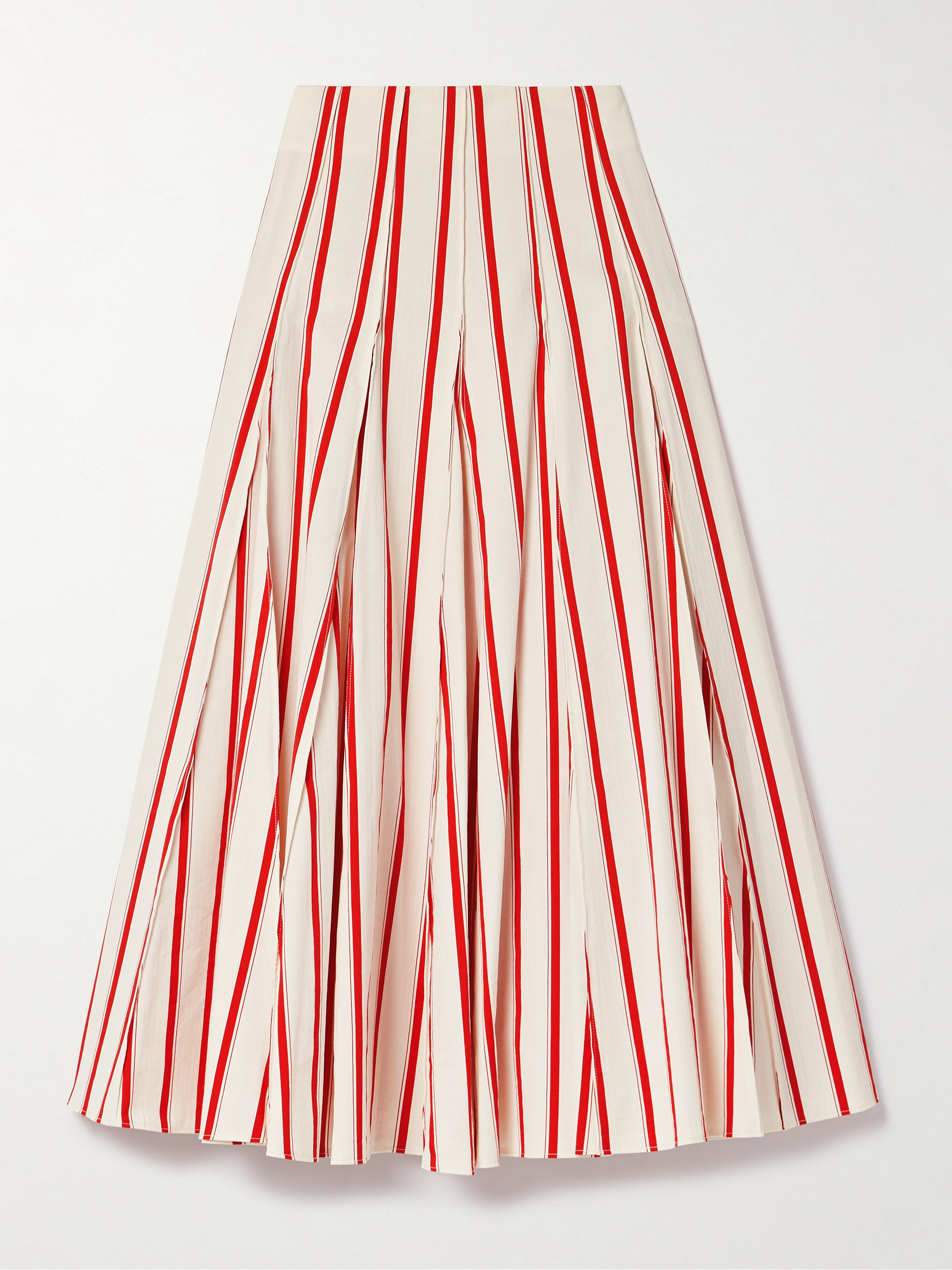 Rosie Assoulin Million Pleats striped herringbone cotton-blend maxi skirt