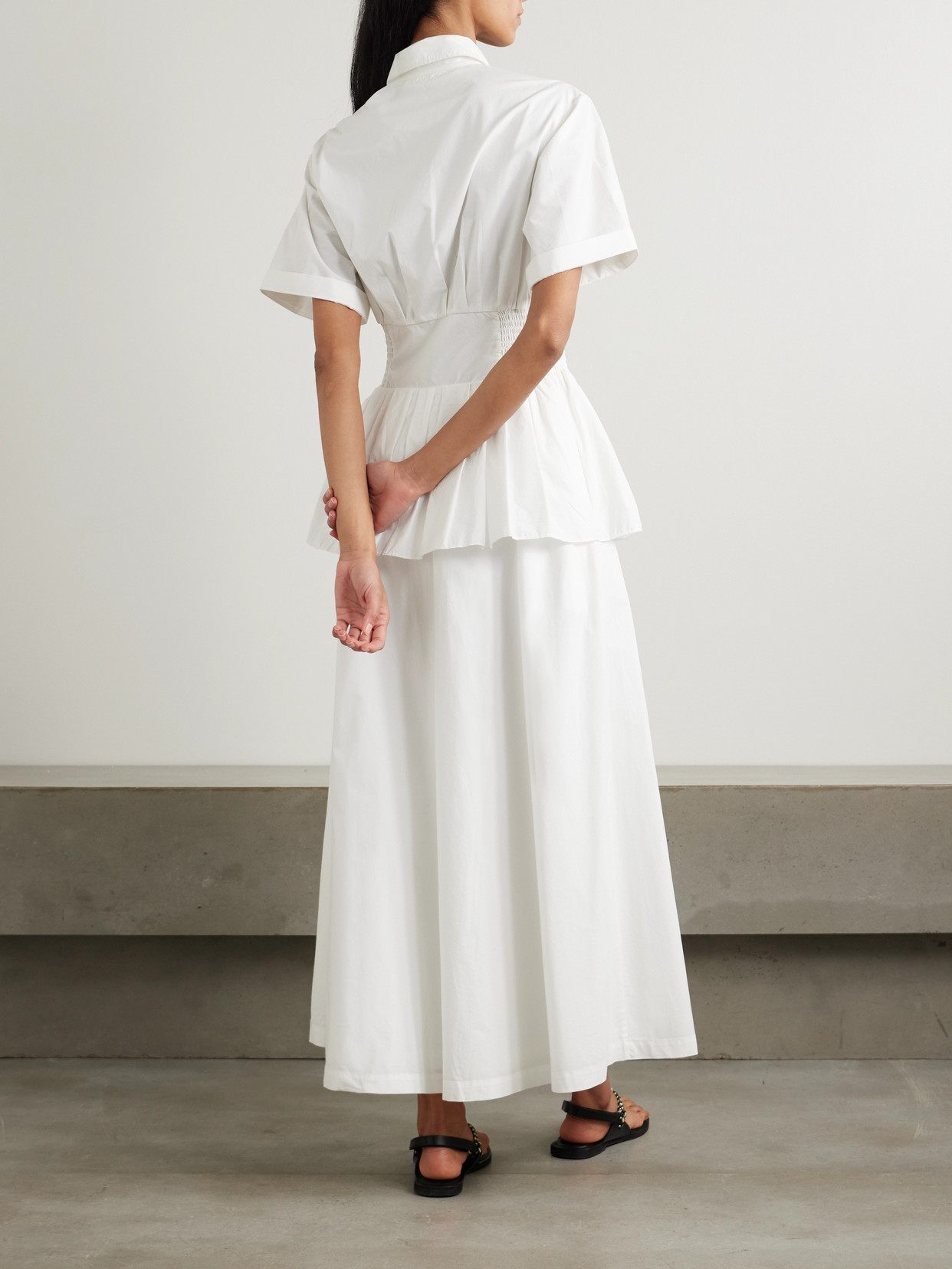 Rosie Assoulin Boogie Woogie Bugle Boy Cotton-poplin Maxi Shirt Dress In White