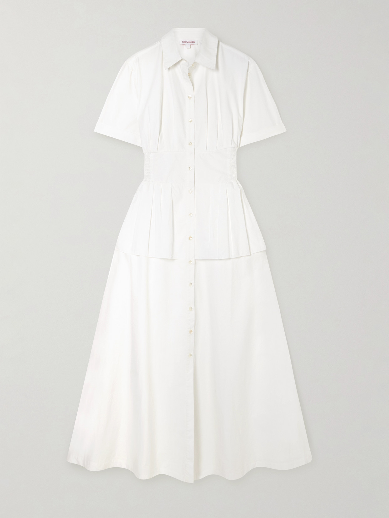 Rosie Assoulin Boogie Woogie Bugle Boy Cotton-poplin Maxi Shirt Dress In White