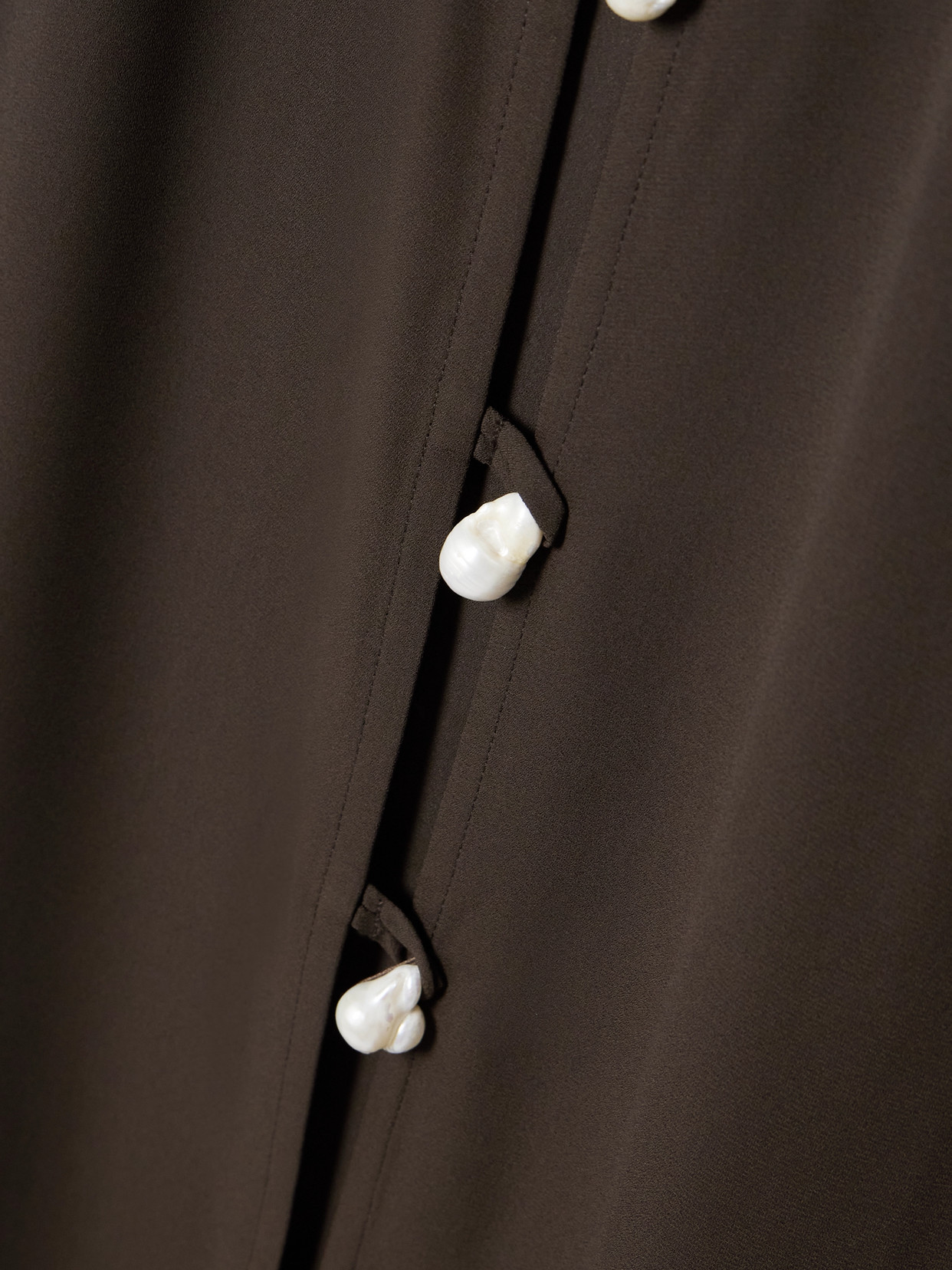 Sara Cristina Pearl-embellished Recycled Silk-georgette Coverup In Brown