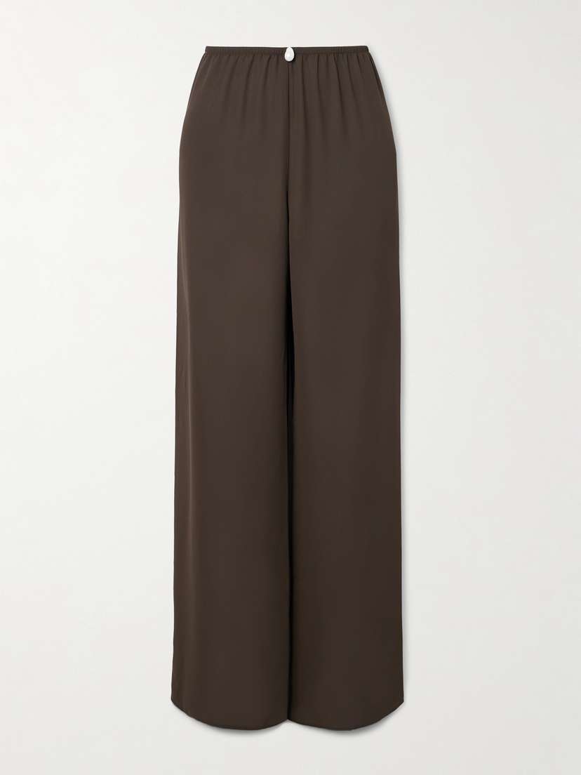 SARA CRISTINA Playa Pearl-embellished Georgette Wide-leg Pants