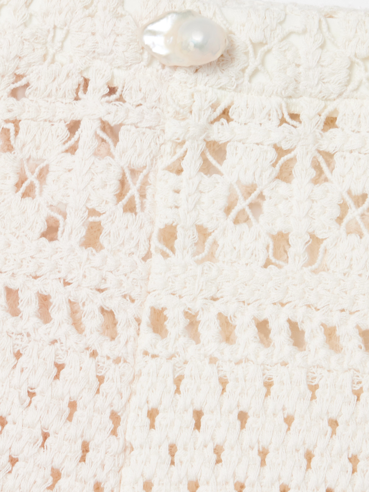 Sara Cristina Playa Pearl-embellished Crocheted Cotton Shorts In White
