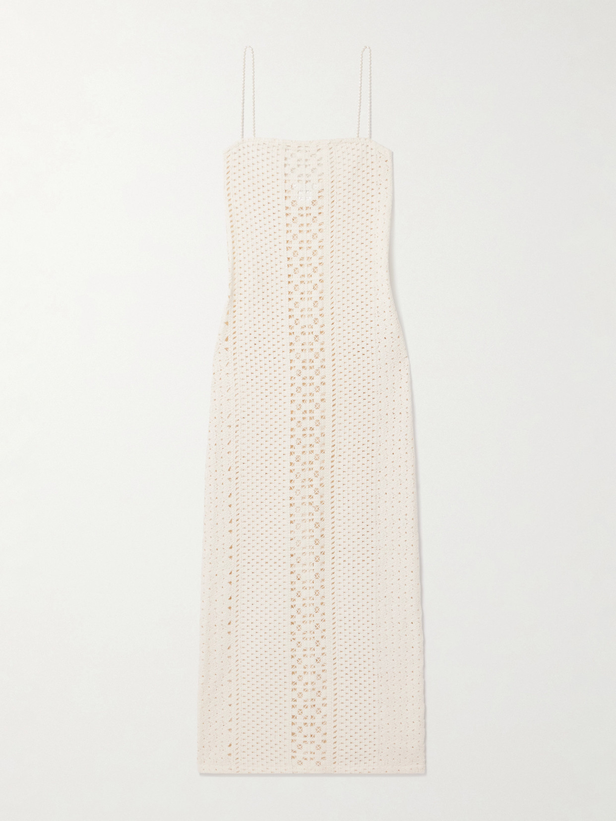 Sara Cristina Playa Pearl-embellished Crocheted Cotton Maxi Dress