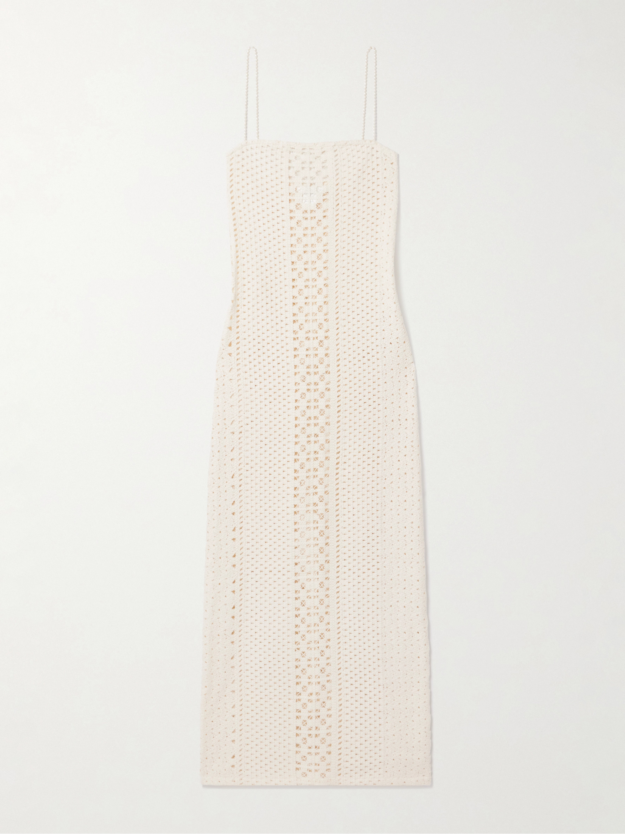 SARA CRISTINA Playa pearl-embellished crocheted cotton maxi dress thumbnail