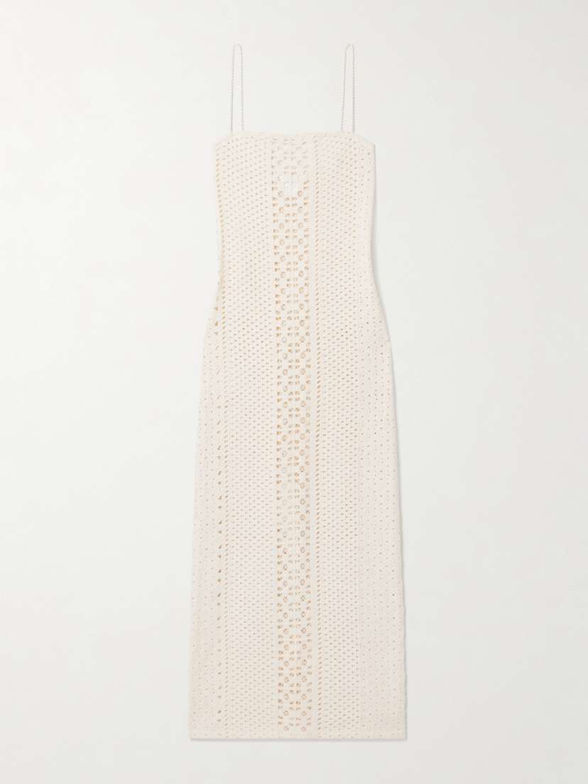 SARA CRISTINA Playa Pearl-embellished Crocheted Cotton Maxi Dress