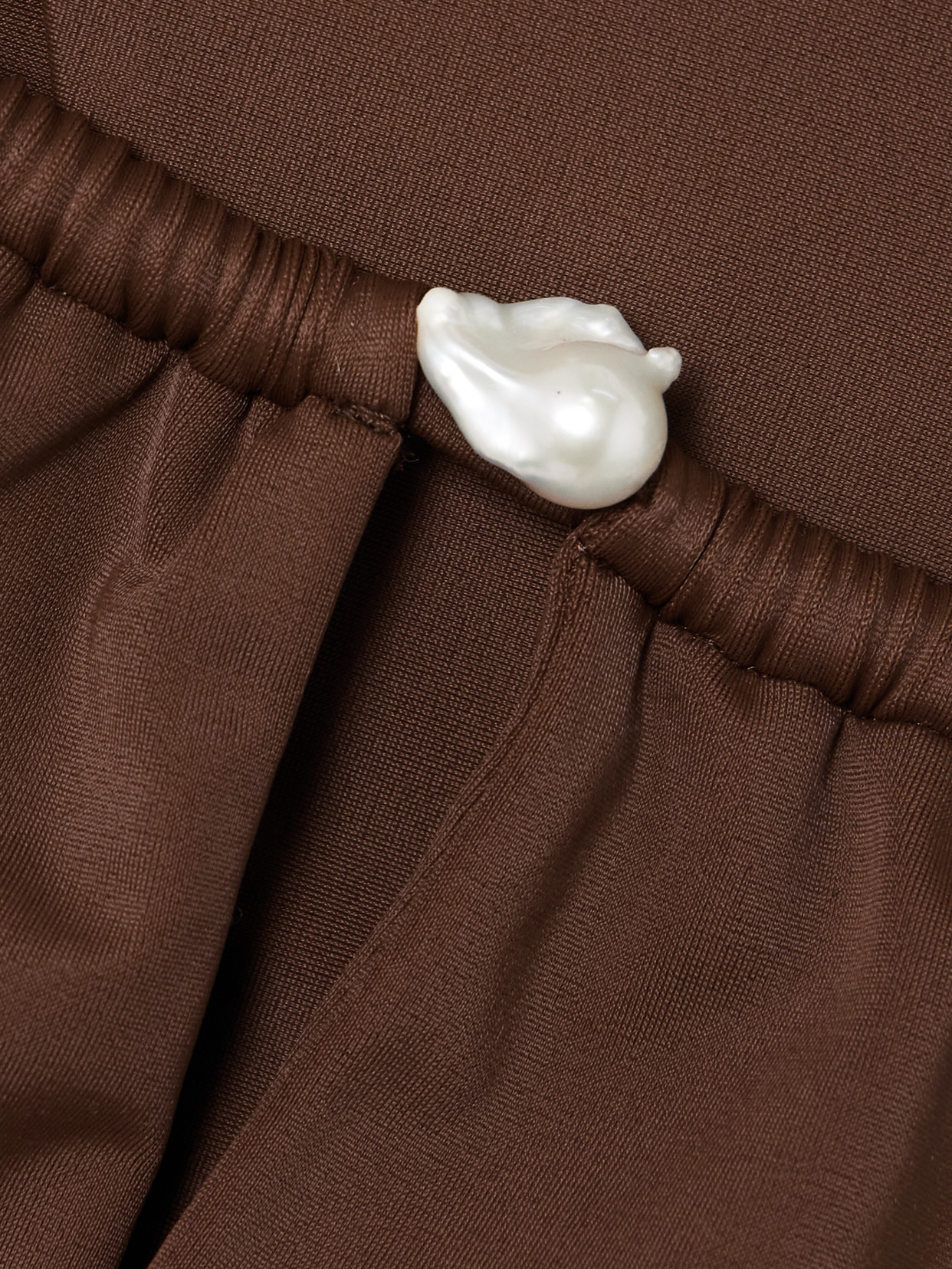 Sara Cristina Bahia Pearl-embellished Stretch-econyl® Halterneck Bikini In Brown