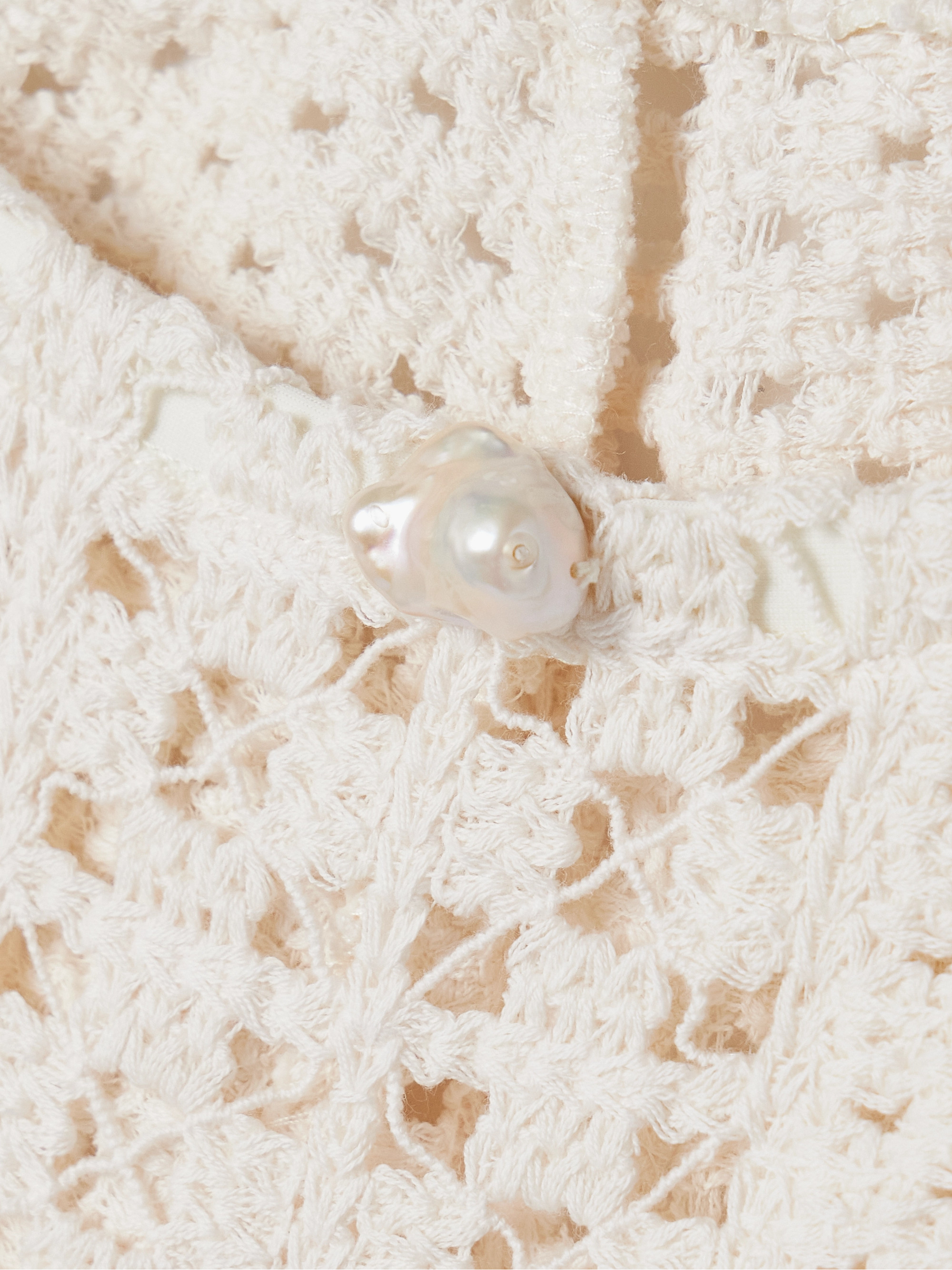 SARA CRISTINA Sun pearl-embellished crocheted cotton maxi skirt