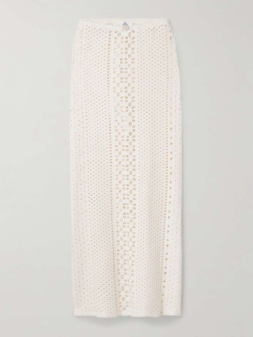 Sun Pearl-embellished Crocheted Cotton Maxi Skirt - x small | Image | 0