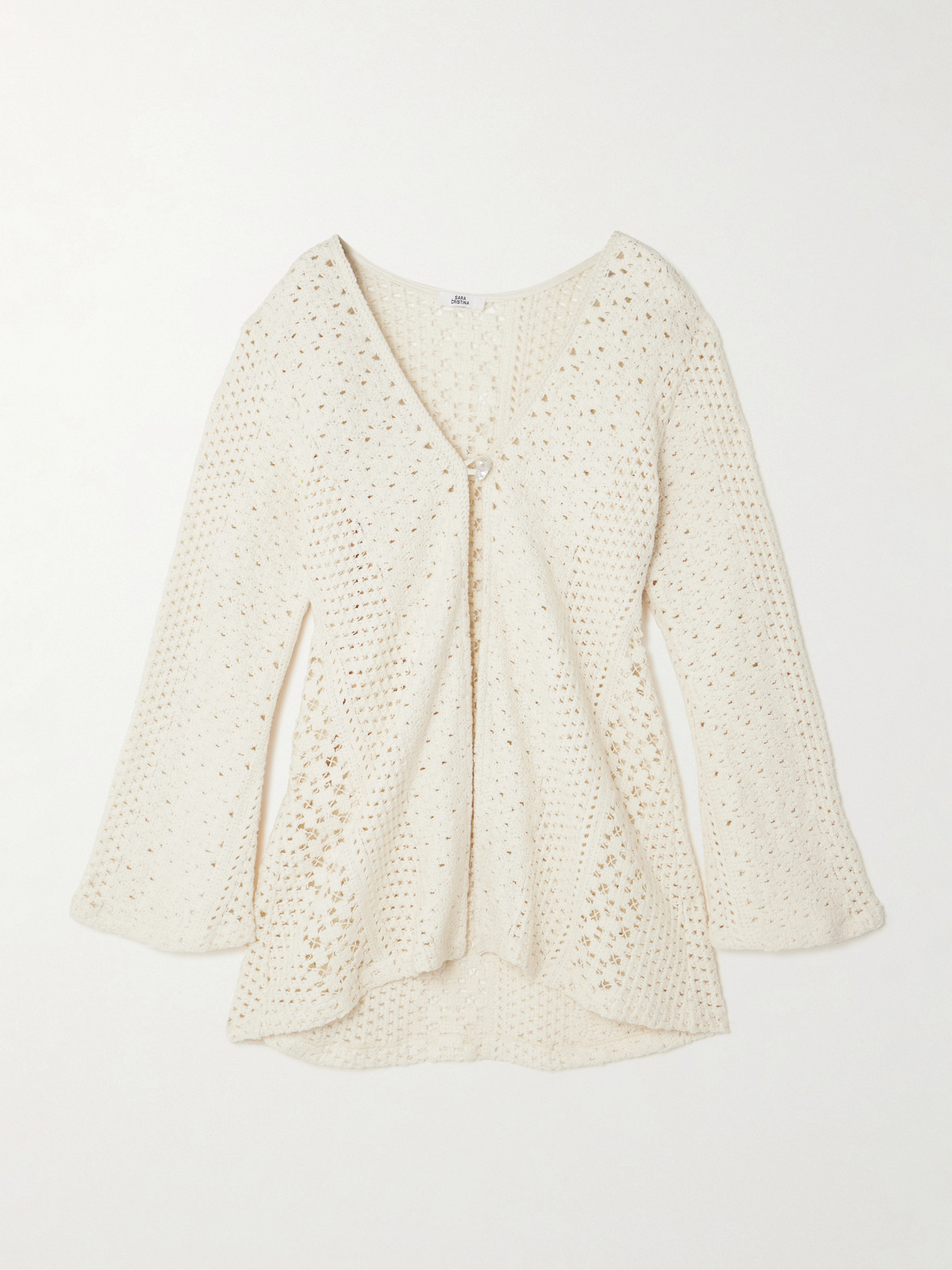 Sara Cristina Nerea Pearl-embellished Crocheted Cotton Coverup