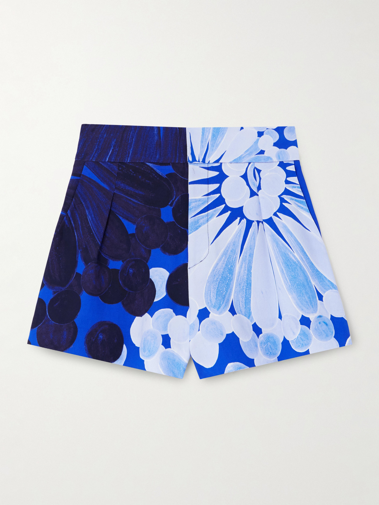 Themis Z Nefeli Floral-print Crepe Shorts In Blue
