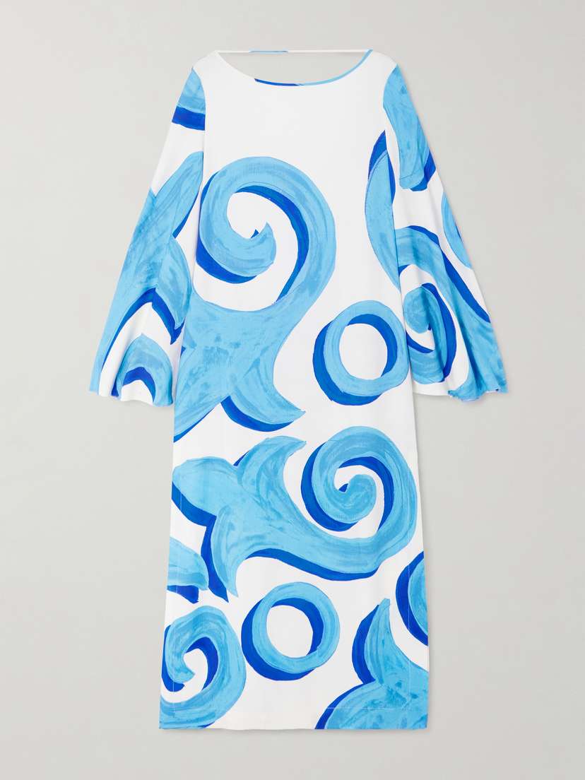 Themis Z Urania Open-back Printed Satin Maxi Dress