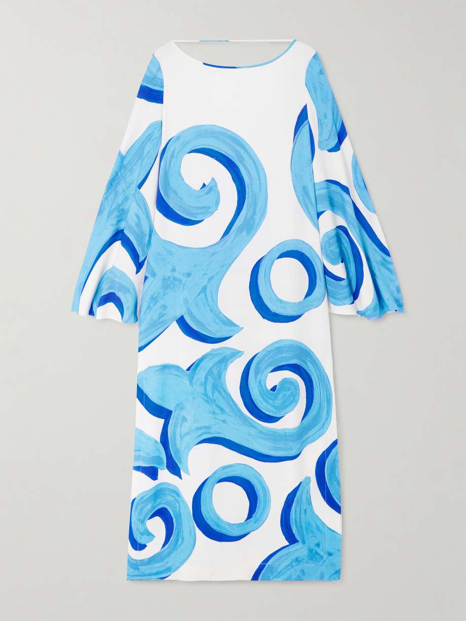 urania open-back printed silk maxi dress