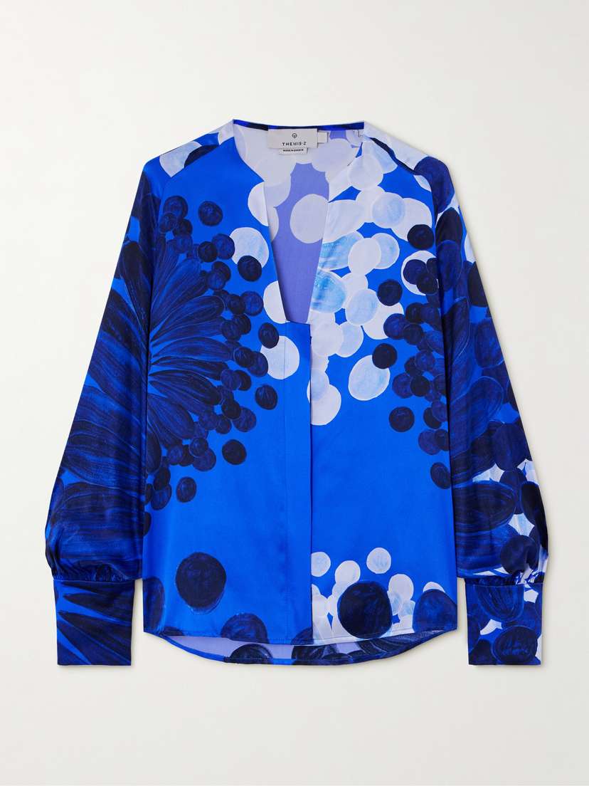 Themis Z Nefeli Printed Silk-satin Shirt