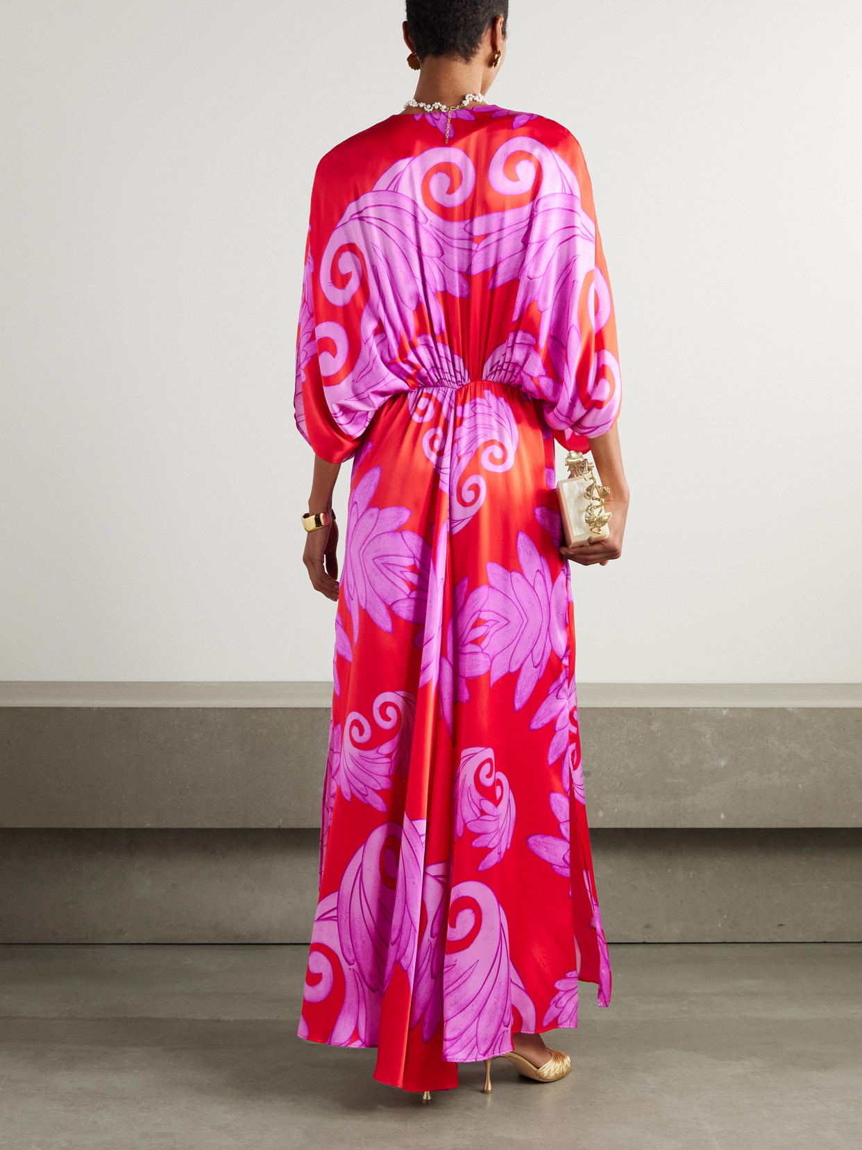 Themis Z Lydia Printed Silk-satin Maxi Dress