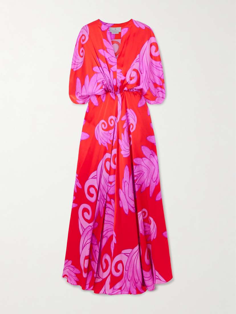 Themis Z Lydia Printed Silk-satin Maxi Dress