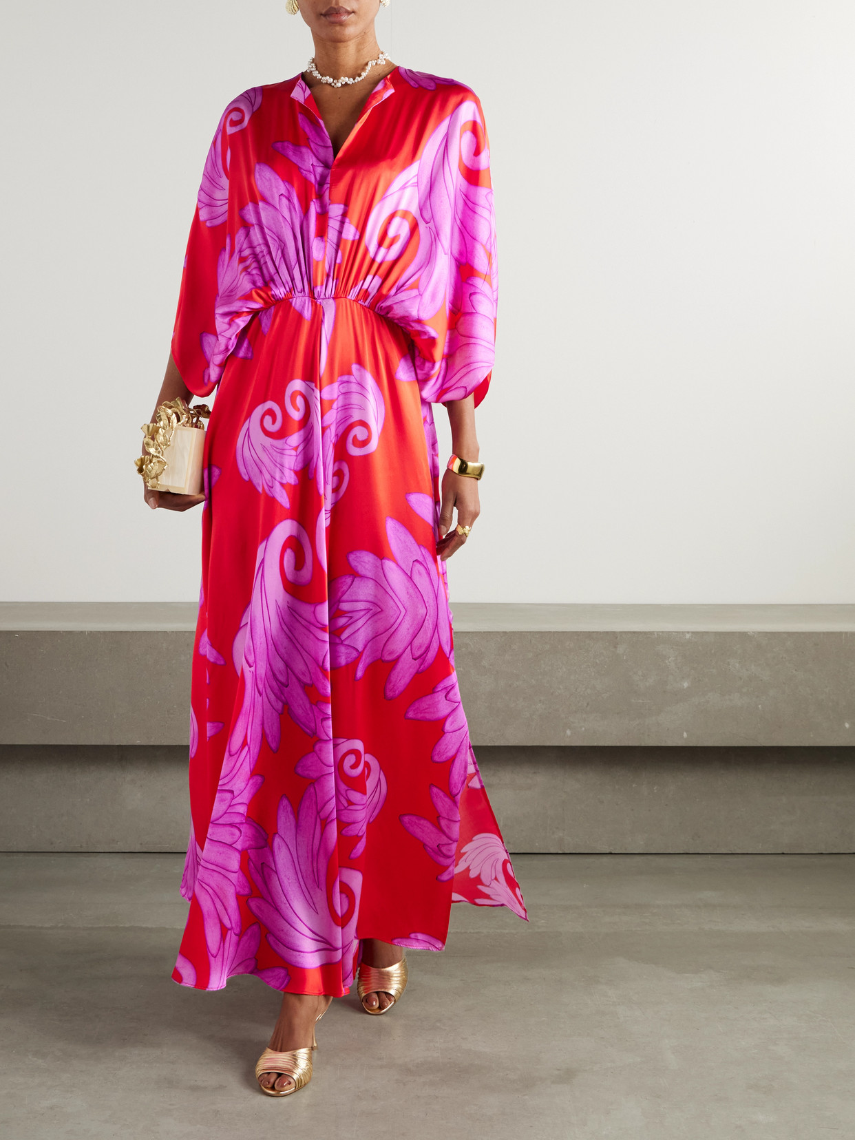 Themis Z Lydia Printed Silk-satin Maxi Dress
