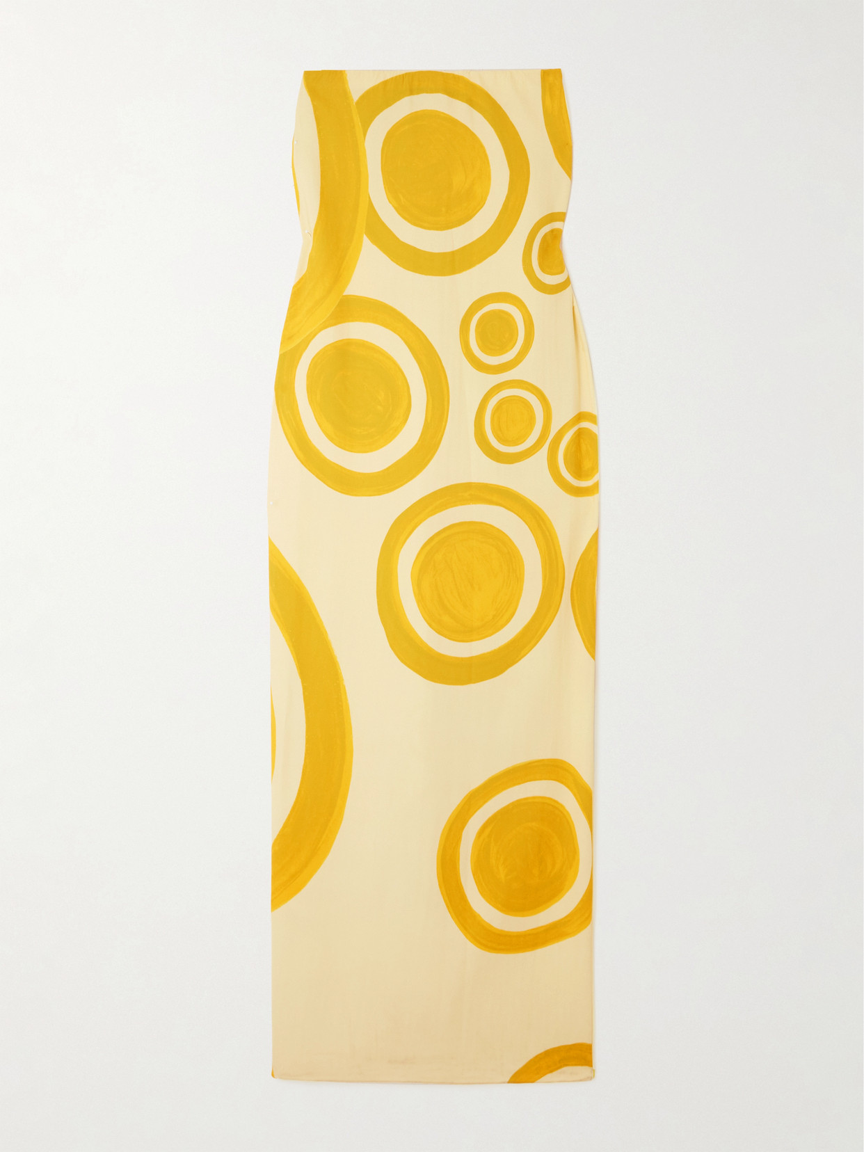 Themis Z Theros Strapless Printed Crepe De Chine Maxi Dress