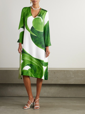 THEMIS Z Artemis chain-embellished printed jersey midi dress