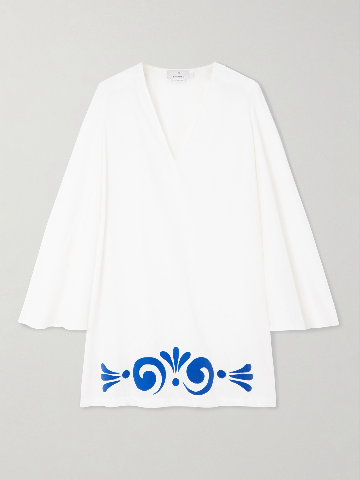 Themis Z Leucothea Flocked Cotton-jersey Mini Dress In White