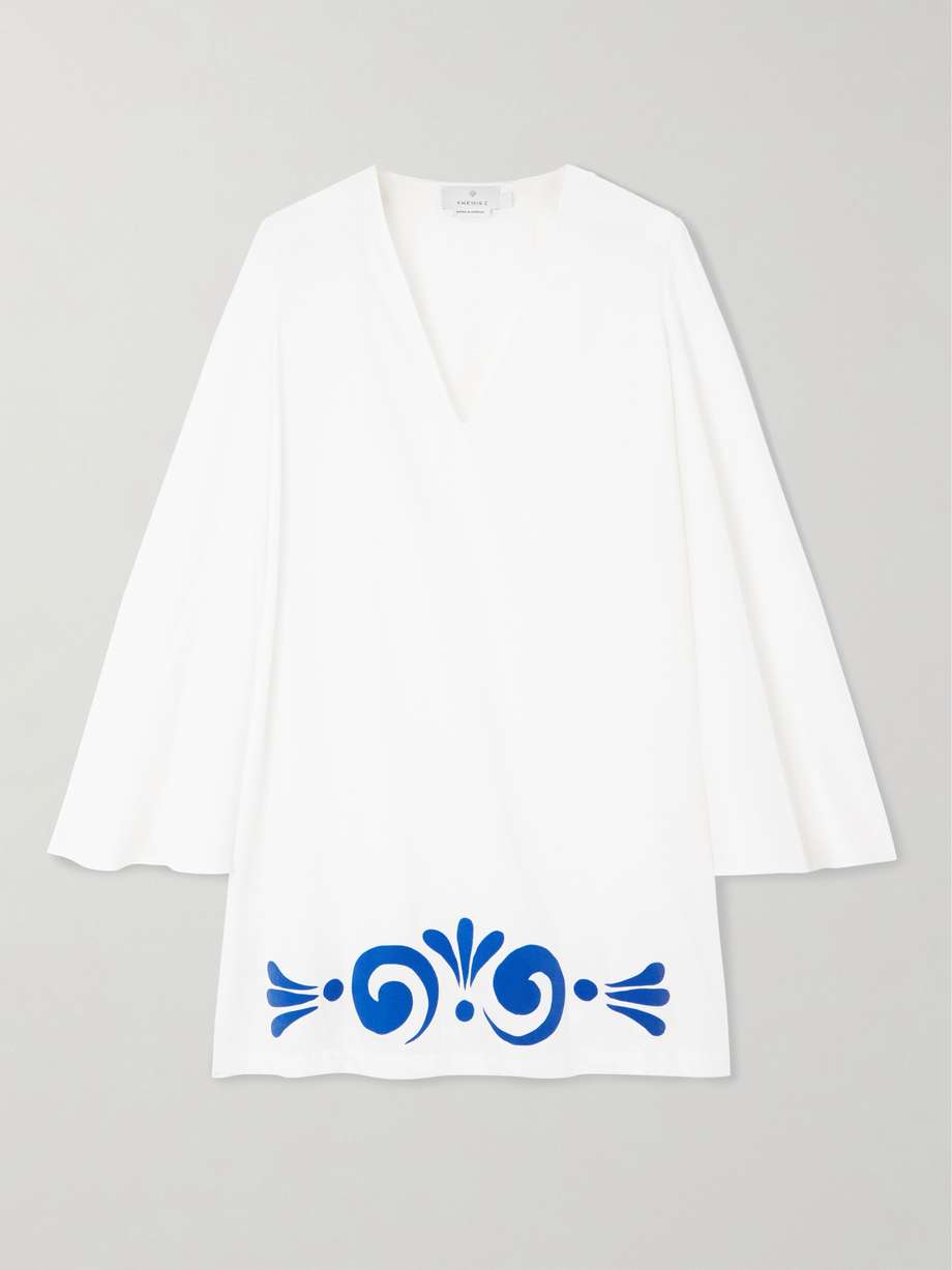 leucothea flocked cotton-jersey mini dress